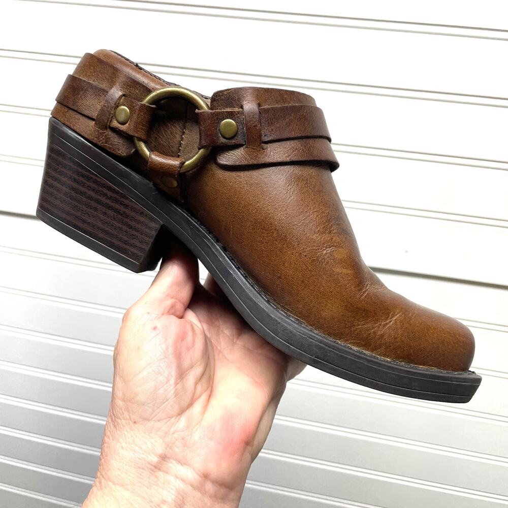 Cabela’s Western Harness Leather Slip On Mules/Clogs Size 6